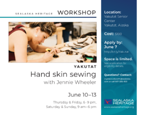 Read more about the article Sealaska Heritage Workshop: Hand Skin Sewing in Yakutat | June 10-13, 2021